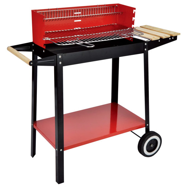 Garten Living HolzkohleGrillwagen HI 88 x 44 x 83 cm Rot Wayfair.de
